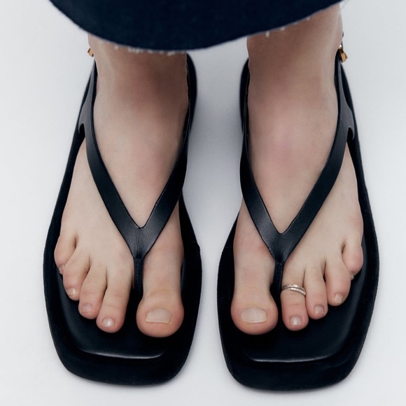Zara Shoes - 8. LEATHER WEDGE SANDALS size 39